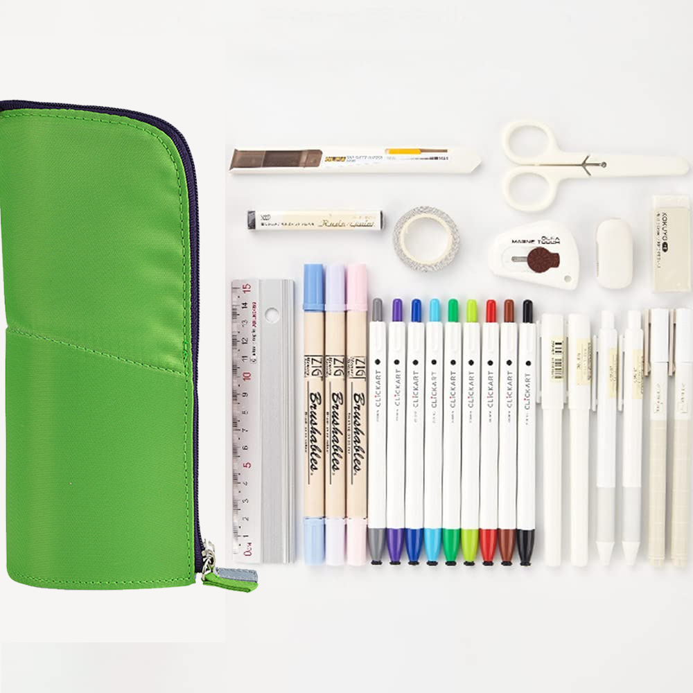 Large Capacity Pencil Case Flat Pencil Pouch, Sturdy Pen Box, Wide Opening  with Zipper Closure 